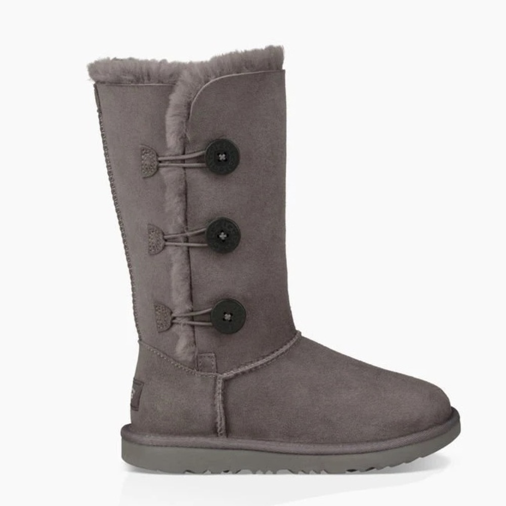UGG Girls Bailey Button Triplet Gray Boots Size 2